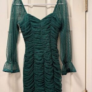 Elegant Green Ruched Dress